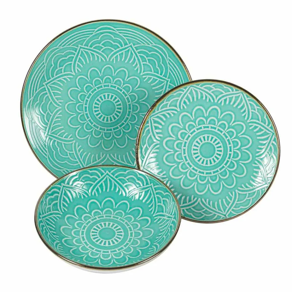 Retter service i hård Dolomitgrå, lyseblå eller blå 18 stykker - arabisk Viadurini