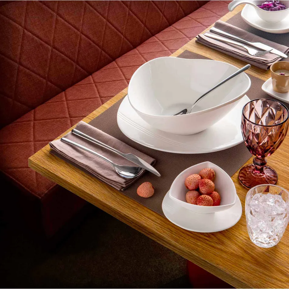 Hvid porcelæns servis sæt 23 stk moderne og elegant design - Nalah Viadurini