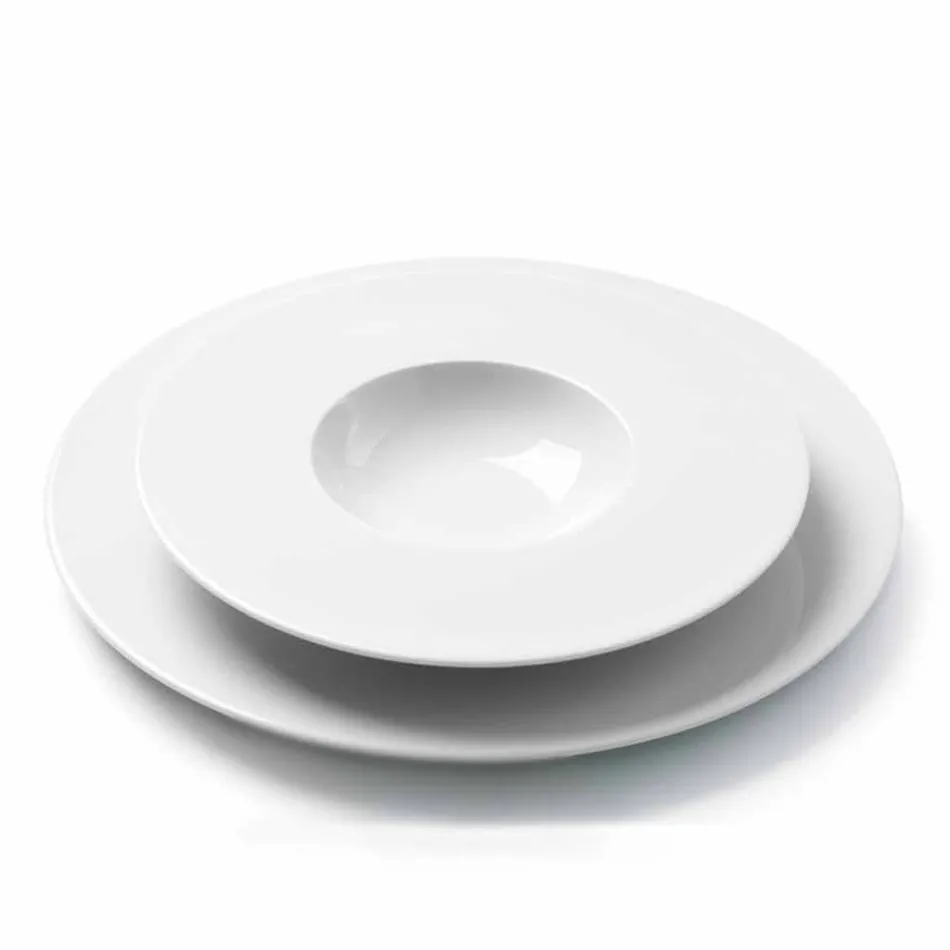 Moderne og elegant middagsmiddagssæt i porcelæn 24 stykker - teleskop Viadurini