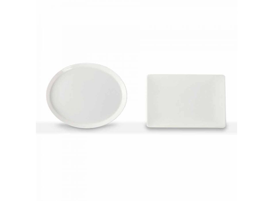 Middagsplader Sæt ovalt og rektangulært design 3 stykker i porcelæn - Egle Viadurini