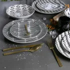 Tortoise Effect Satin Gold Steel Bestikssæt 24 dele - Rock Viadurini