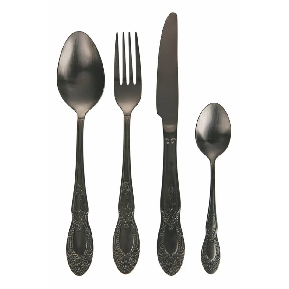 Sort eller guld satin bestiksæt komplet 24 stykker - Fantasy Viadurini