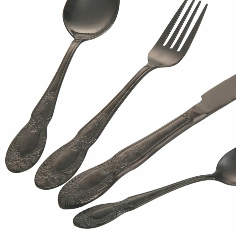 Sort eller guld satin bestiksæt komplet 24 stykker - Fantasy Viadurini