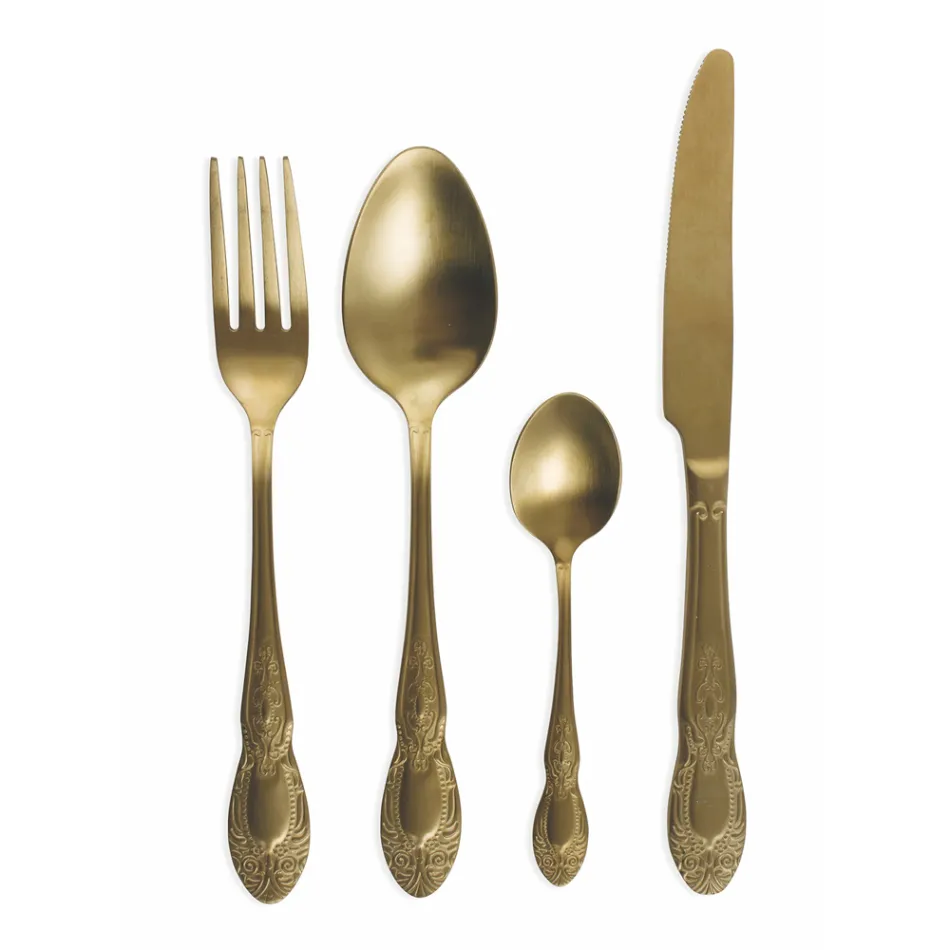 Sort eller guld satin bestiksæt komplet 24 stykker - Fantasy Viadurini
