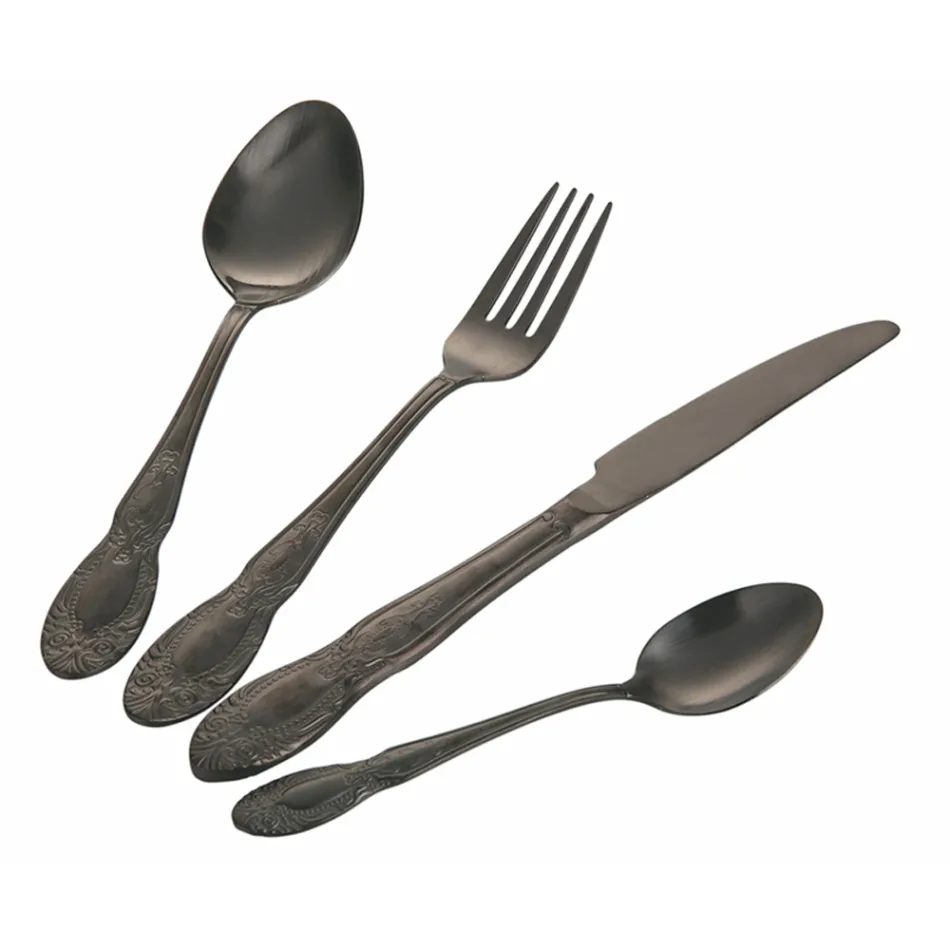 Sort eller guld satin bestiksæt komplet 24 stykker - Fantasy Viadurini