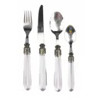 Stålbestiksæt og gennemsigtigt plastikhåndtag 24 stk - Palazzo Viadurini