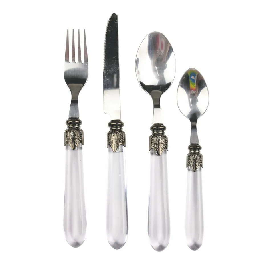 Stålbestiksæt og gennemsigtigt plastikhåndtag 24 stk - Palazzo Viadurini