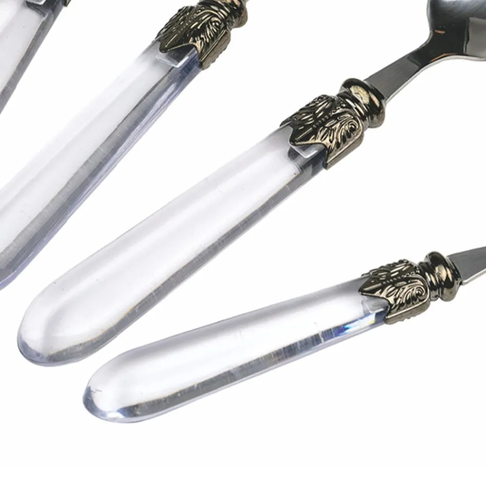 Stålbestiksæt og gennemsigtigt plastikhåndtag 24 stk - Palazzo Viadurini