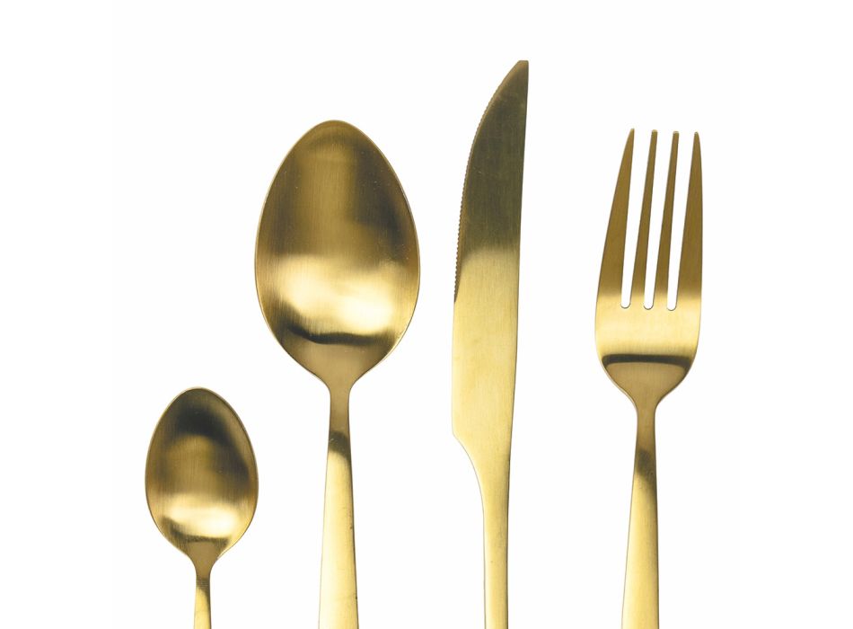 24 stykker sølv, guld eller kobber mat stål bestiksæt - Borough Viadurini