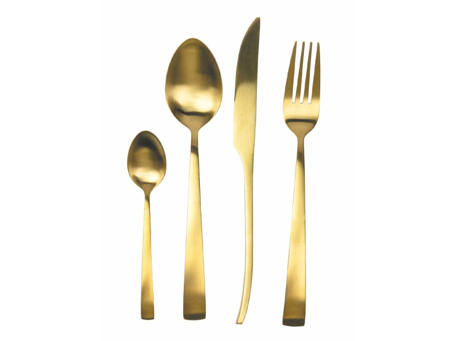 24 stykker sølv, guld eller kobber mat stål bestiksæt - Borough Viadurini
