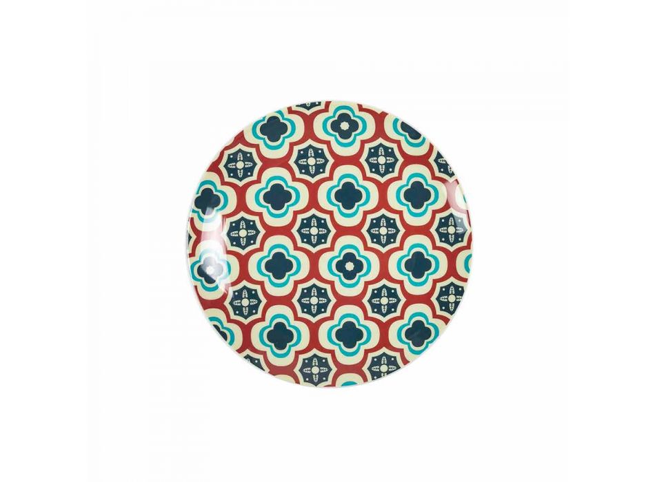 Servicetallerkener af porcelæn og moderne farvet stentøj 18 stykker - kornkammer Viadurini