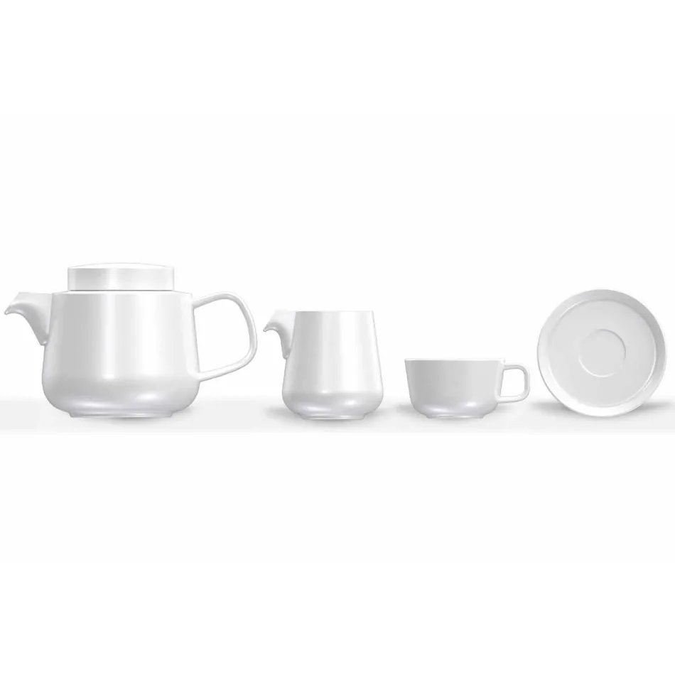 Kop og underkop service med porcelæn tekande og mælkekande 14 stykker - Arktis Viadurini