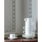Kaffekopsæt i hvid porcelænsdesign Stabelbar 15 stykker - Samantha Viadurini