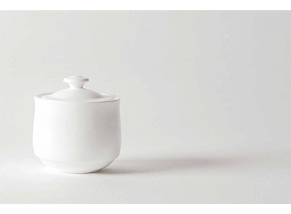 Kaffekopsæt i hvid porcelænsdesign Stabelbar 15 stykker - Samantha Viadurini