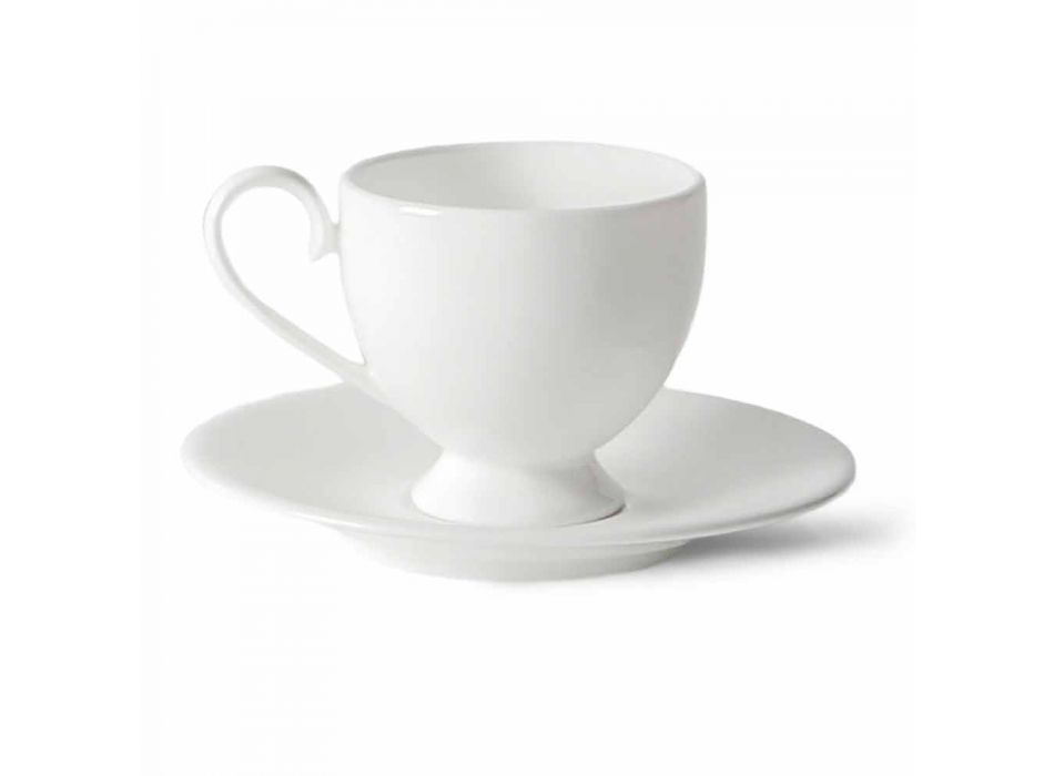 Cappuccino Cups Service med fod 14 stykker i hvidt porcelæn - Armanda Viadurini