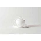 Hvid porcelæn te koppsæt 21 stykker med låg - Samantha Viadurini