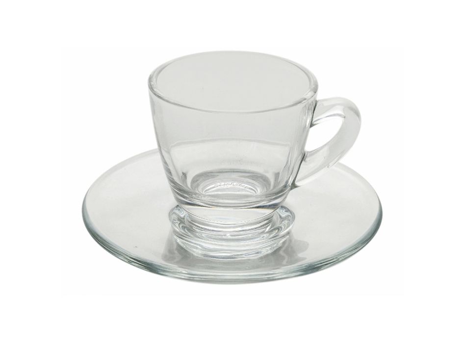 Transparent glas kaffekopservice med underkop 12 stykker - Elettra Viadurini
