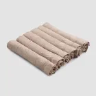 Elegant servietservice i linned med foldkant, 6 farvede stykker - Onestini Viadurini