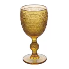 Sæt med 12 bægre 210 ml i farvet glas og reliefarbejde - solnedgang Viadurini