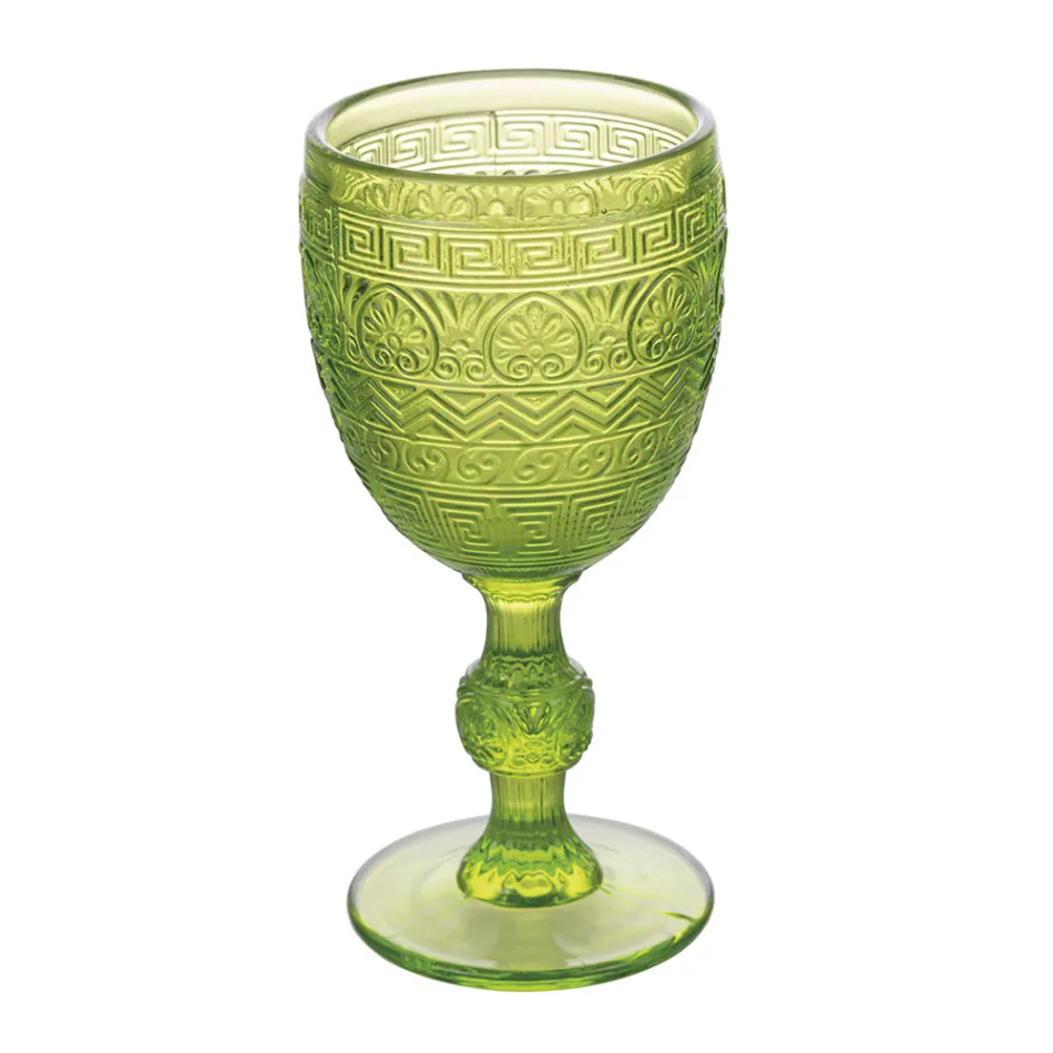 Sæt med 12 bægre 210 ml i farvet glas og reliefarbejde - solnedgang Viadurini