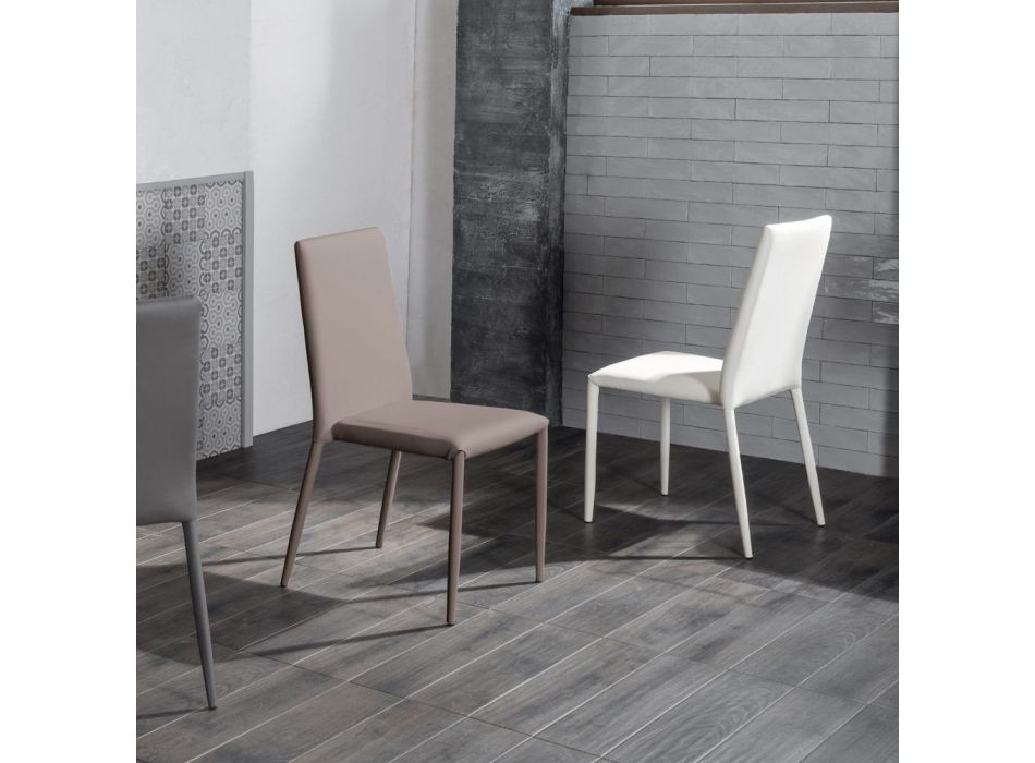 4. september moderne stole i hvid læder, grå eller taupe Dora Viadurini