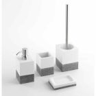Hvid og grå harpiksdesign til badeværelse tilbehør - Saeda Viadurini