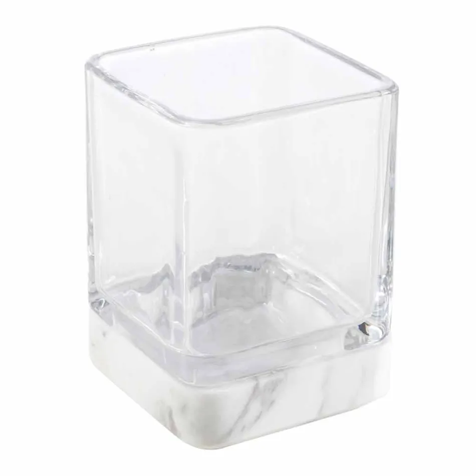 Moderne badeværelse tilbehør i Calacatta marmor og Carona glas Viadurini