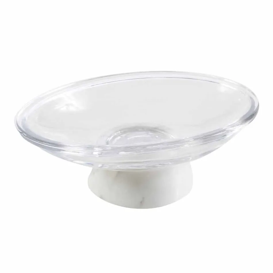 Moderne badeværelse tilbehør i Calacatta marmor og Carona glas Viadurini