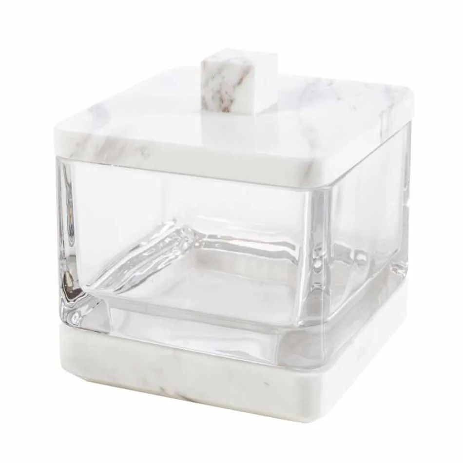 Moderne badeværelse tilbehør i Calacatta marmor og Carona glas Viadurini