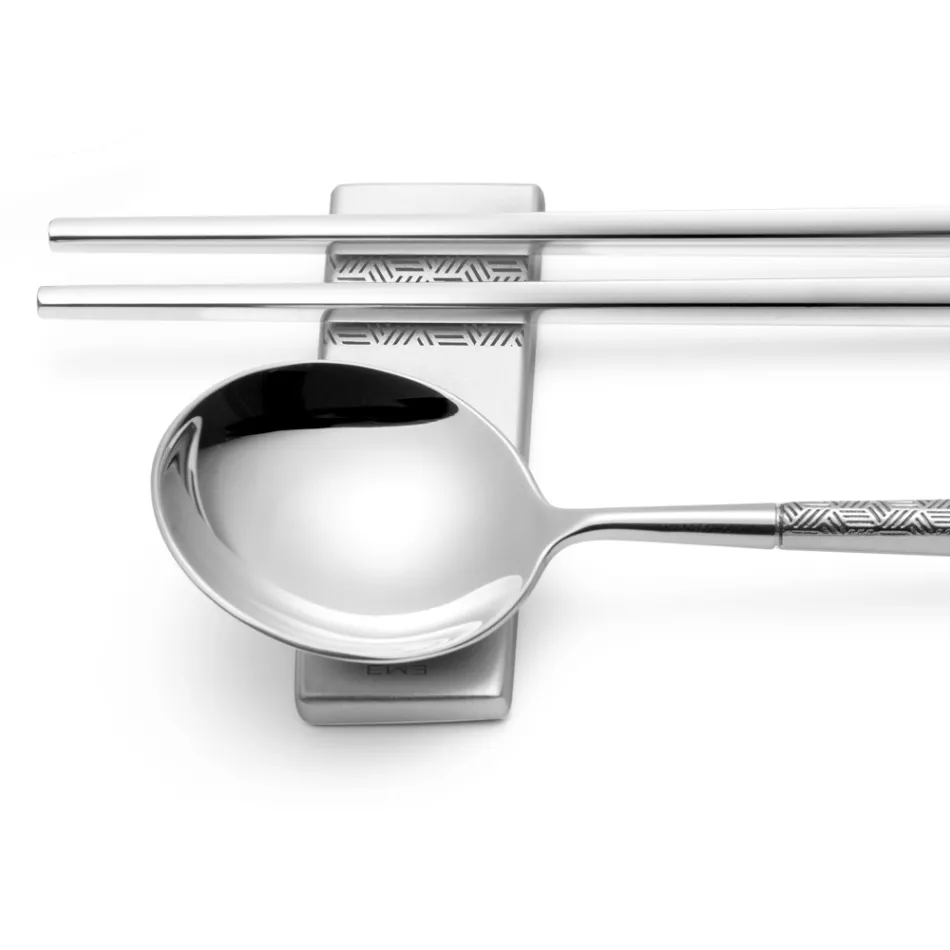 Sæt bestående af frugtske, spisepinde og bestikrest med origami - Osaka Viadurini