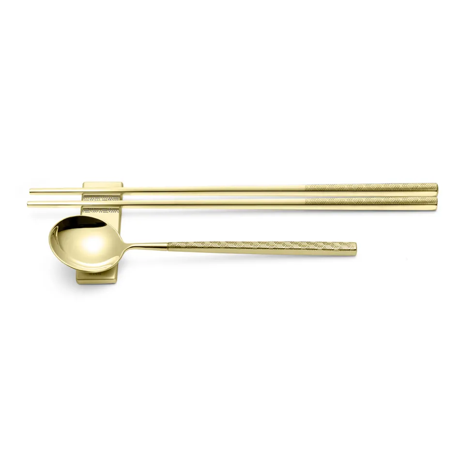 Sæt bestående af frugtske, spisepinde og bestikrest med origami - Osaka Viadurini