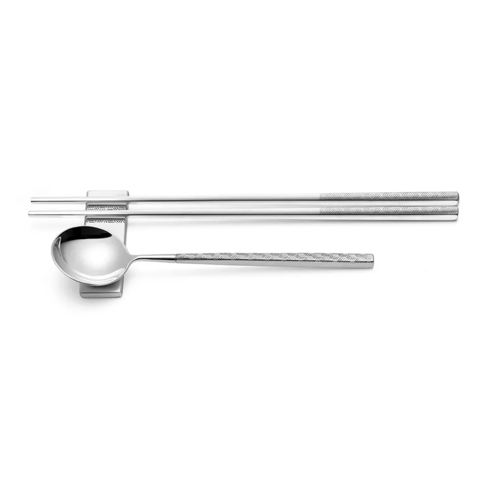 Sæt bestående af frugtske, spisepinde og bestikrest med origami - Osaka Viadurini