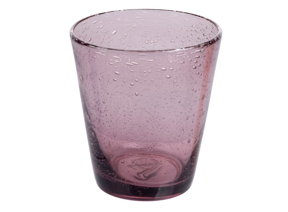 Sæt med 12 glas 330 ml i farvet blæst glaspasta - Spilla Viadurini