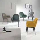 Sæt med 2 polstrede lænestole i farverigt stof og metalstel - Valeria Viadurini