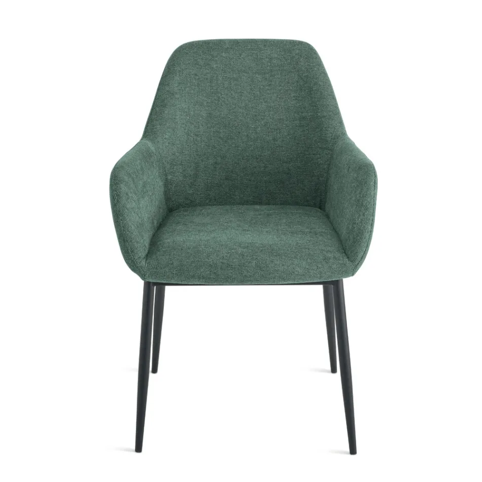 Sæt med 2 polstrede lænestole i farverigt stof og metalstel - Valeria Viadurini