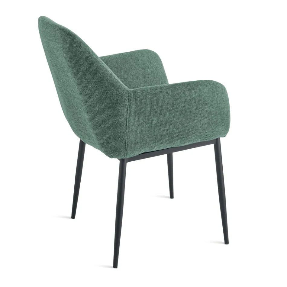 Sæt med 2 polstrede lænestole i farverigt stof og metalstel - Valeria Viadurini