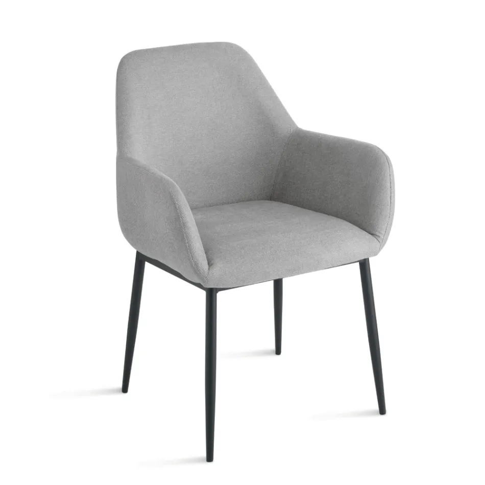 Sæt med 2 polstrede lænestole i farverigt stof og metalstel - Valeria Viadurini