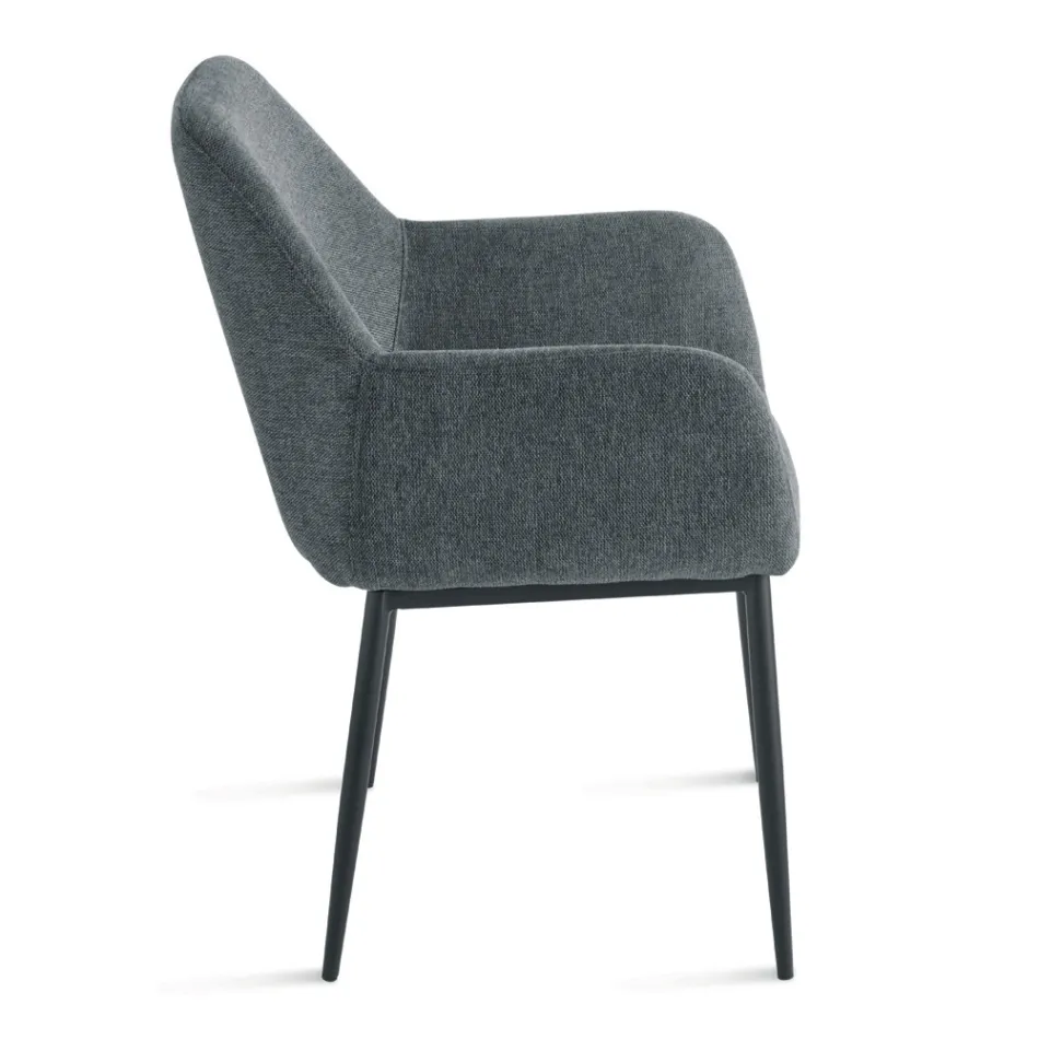 Sæt med 2 polstrede lænestole i farverigt stof og metalstel - Valeria Viadurini