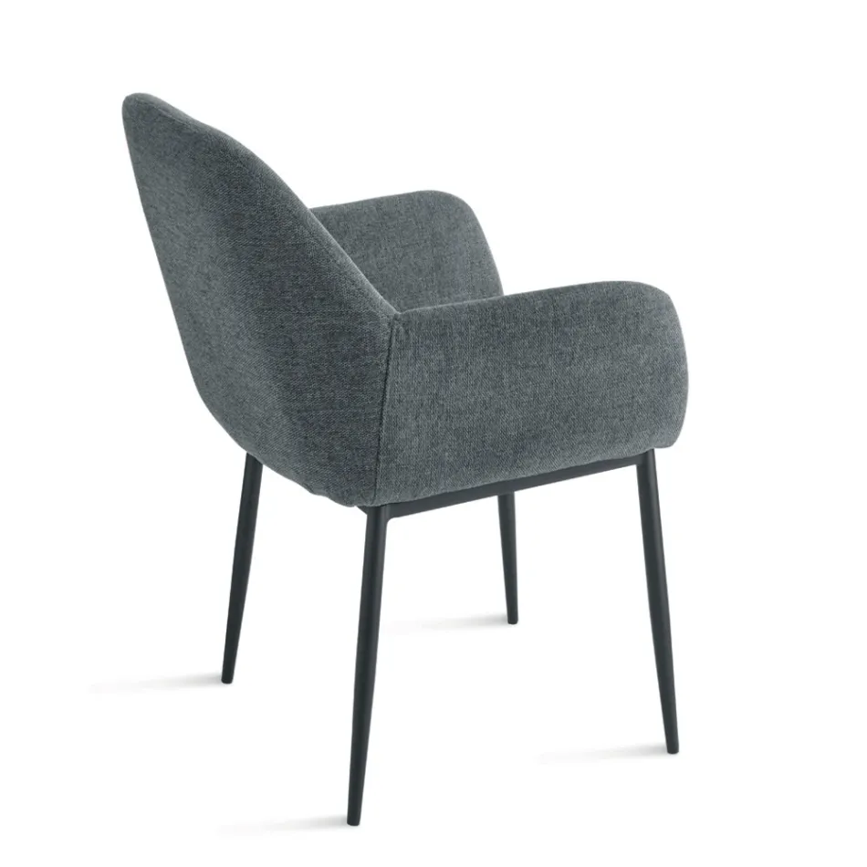 Sæt med 2 polstrede lænestole i farverigt stof og metalstel - Valeria Viadurini