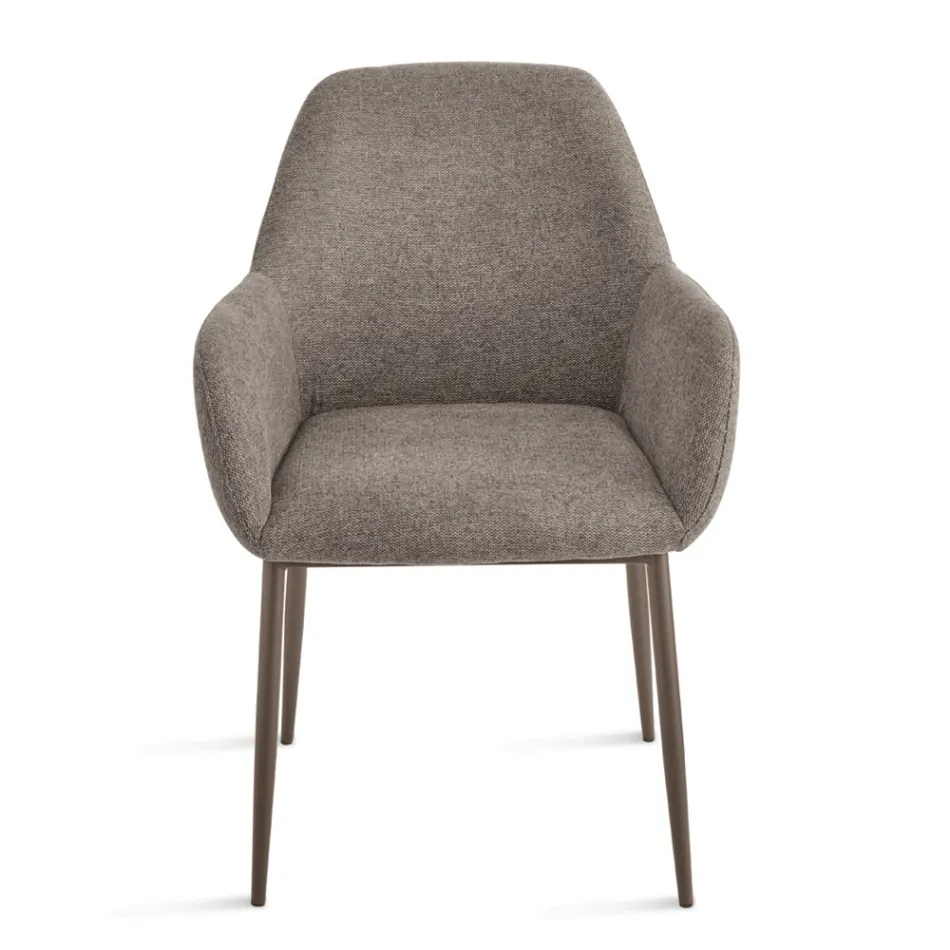 Sæt med 2 polstrede lænestole i farverigt stof og metalstel - Valeria Viadurini