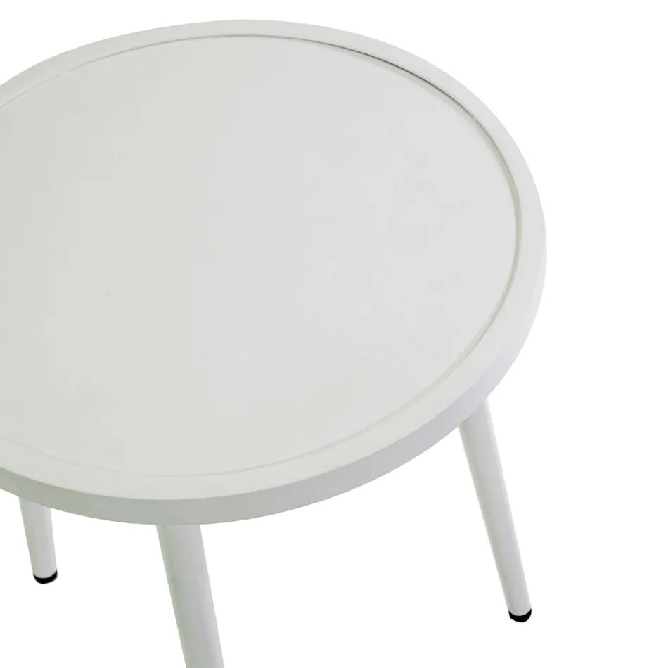 Sæt med 2 lænestole med aluminiumsbord i forskellige overflader - Souvenir Viadurini