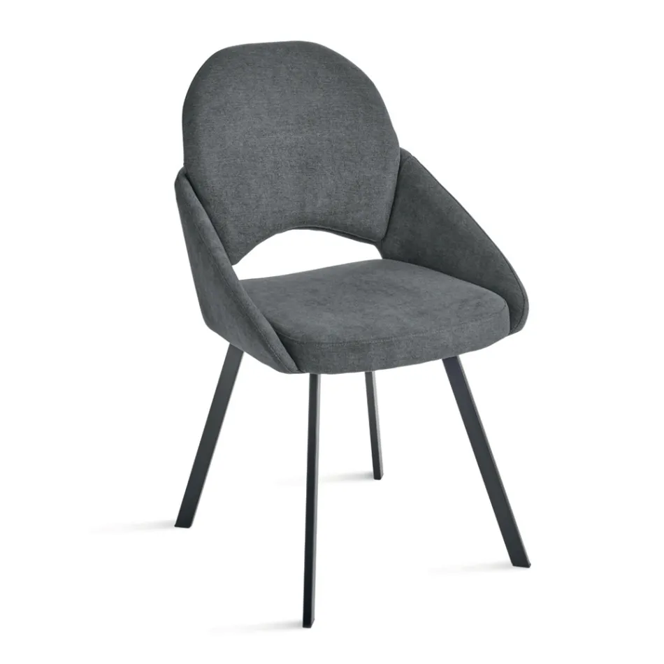 Sæt med 2 polstrede stole i farverigt stof og metalstel - Damian Viadurini