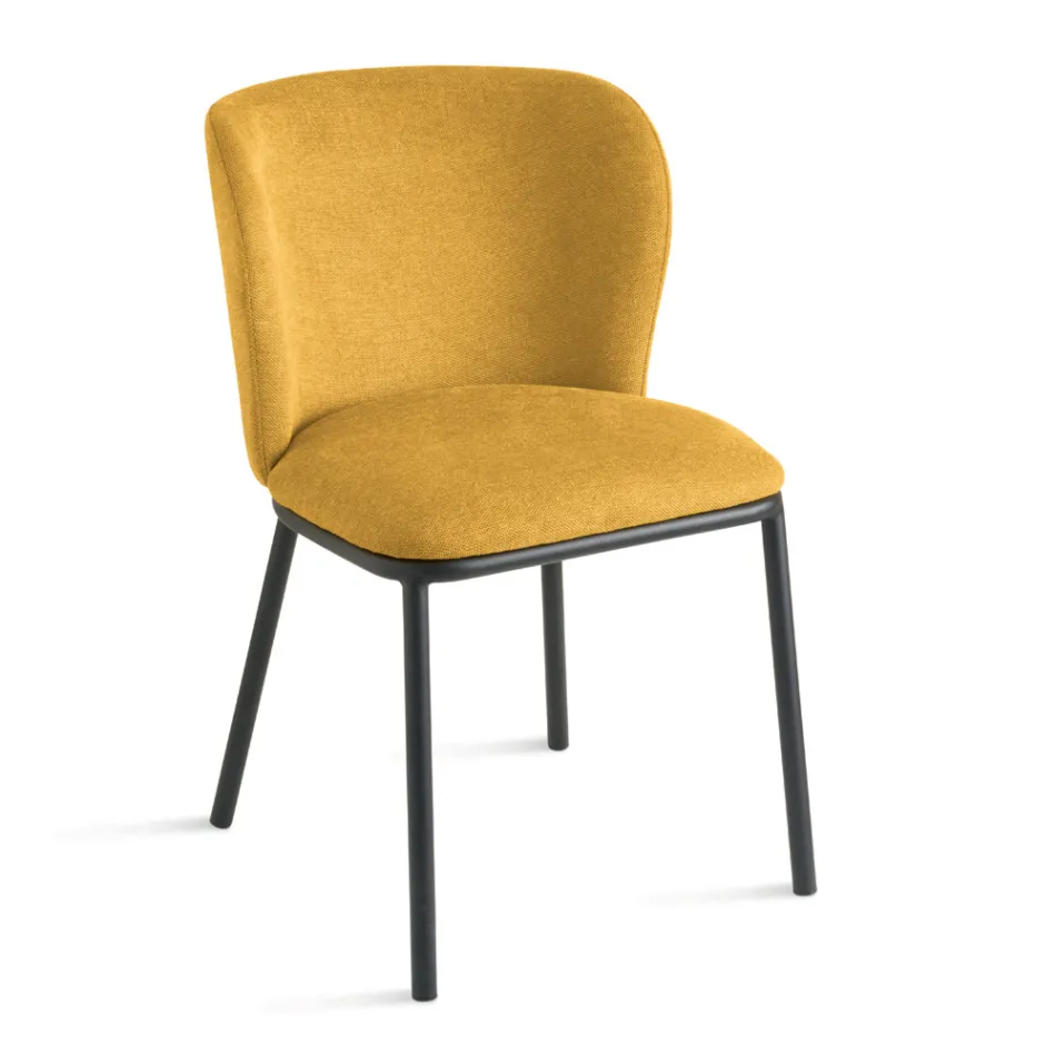 Sæt med 2 polstrede stofstole med malet metalstel - Leandra Viadurini