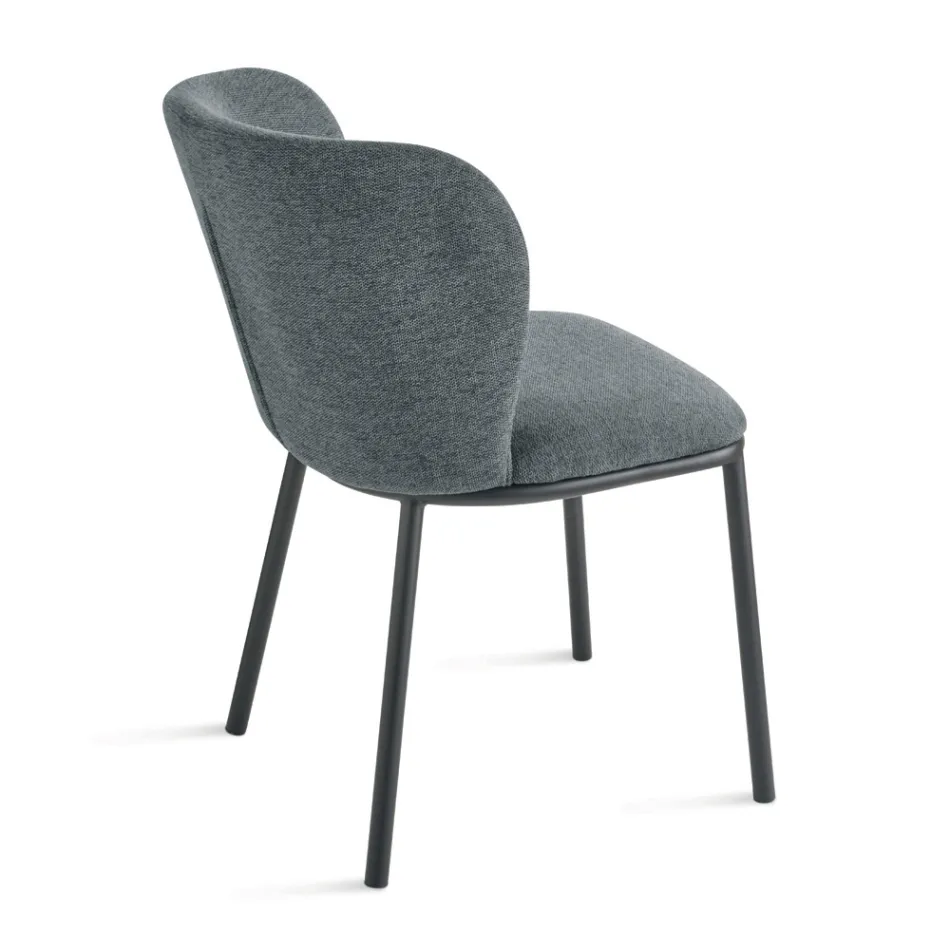 Sæt med 2 polstrede stofstole med malet metalstel - Leandra Viadurini