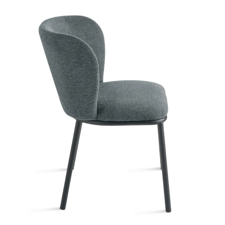 Sæt med 2 polstrede stofstole med malet metalstel - Leandra Viadurini