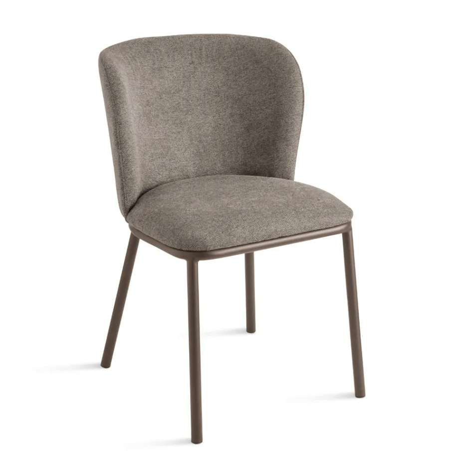 Sæt med 2 polstrede stofstole med malet metalstel - Leandra Viadurini