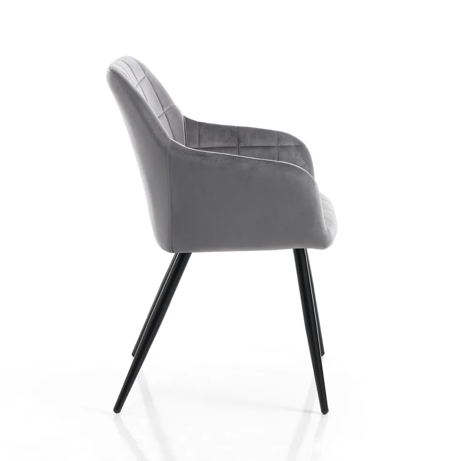 Sæt med 2 stole i fløjlseffekt stof - Plutonium Viadurini