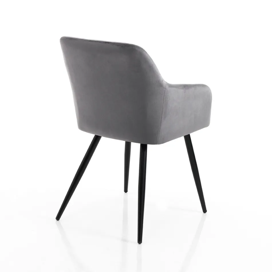 Sæt med 2 stole i fløjlseffekt stof - Plutonium Viadurini