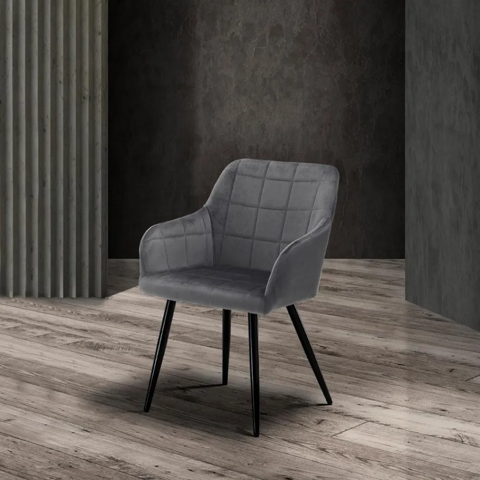 Sæt med 2 stole i fløjlseffekt stof - Plutonium Viadurini