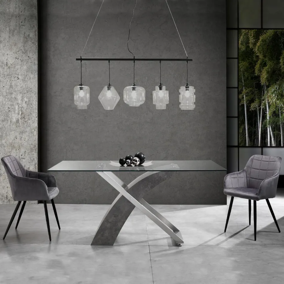 Sæt med 2 stole i fløjlseffekt stof - Plutonium Viadurini